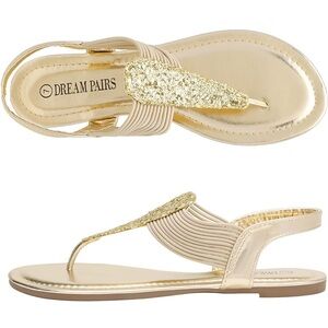 Dream Pairs Gold sparkly thong gladiator sandals size 8 NWOB